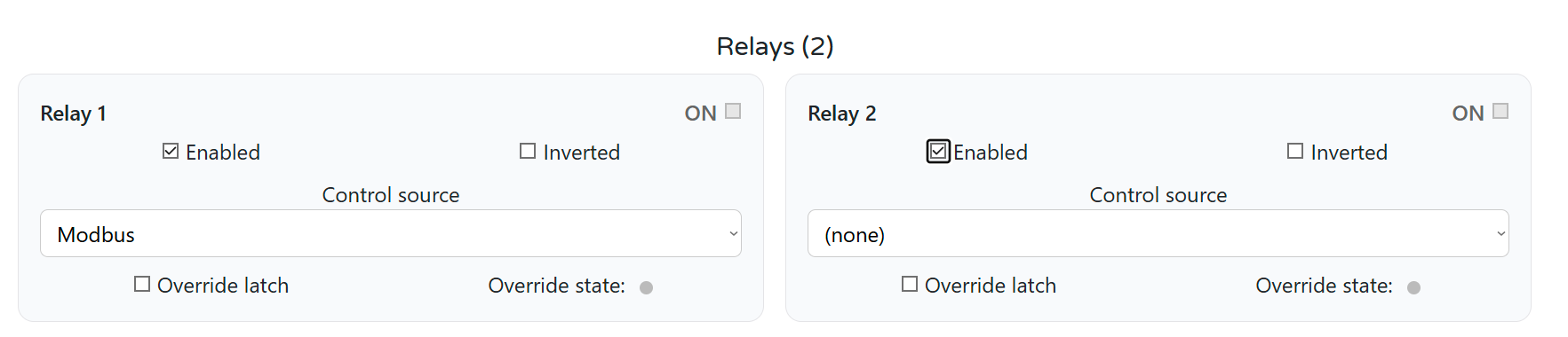 WebConfig – Relays