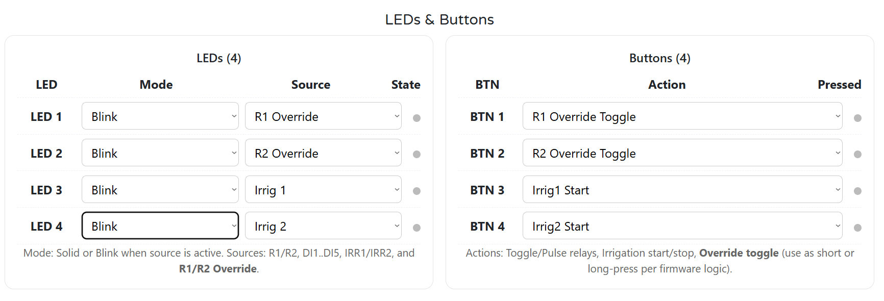 WebConfig – LEDs